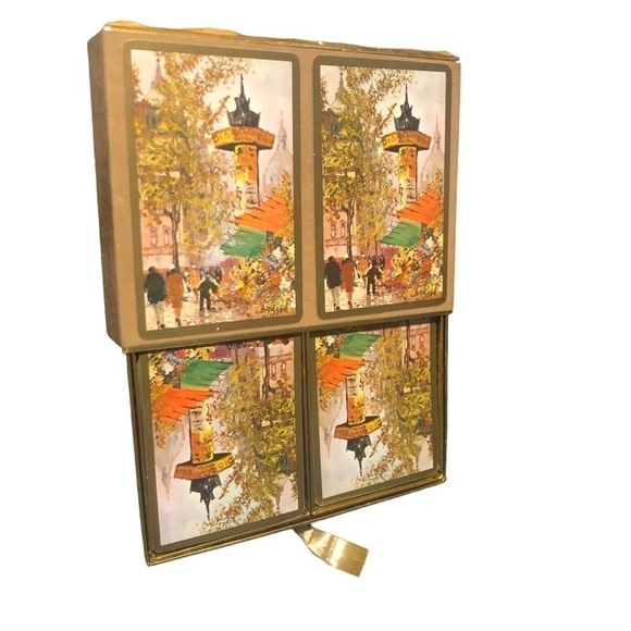 VTG Congress Playing Cards Artsy Motiff 2 Sets Complete New Open Box Cel-U-Tone - Picture 2 of 5